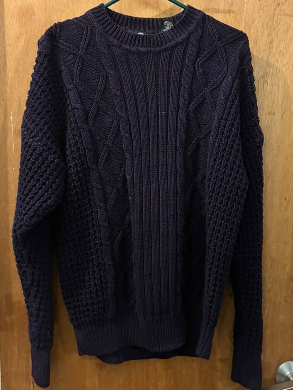 🐻Size M - Structure - Long Sleeve Navy Cable Knit Sweater